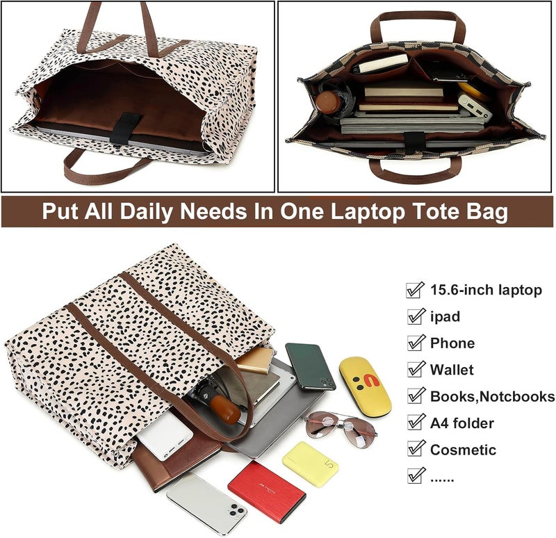 BTOOP Laptop Tote Bag for Women Work 15.6 inch Canvas Shoulder Bags Computer Messenger Purse Teacher Handbag Office Briefcase - Image 4